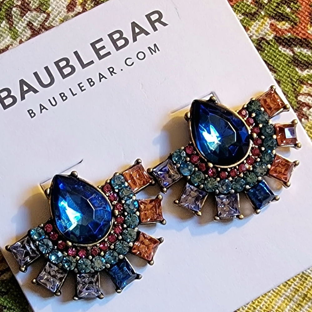 COPY - 🦚  BaubleBar Goldtone Multi- Colored, Multi-Faceted Earrings